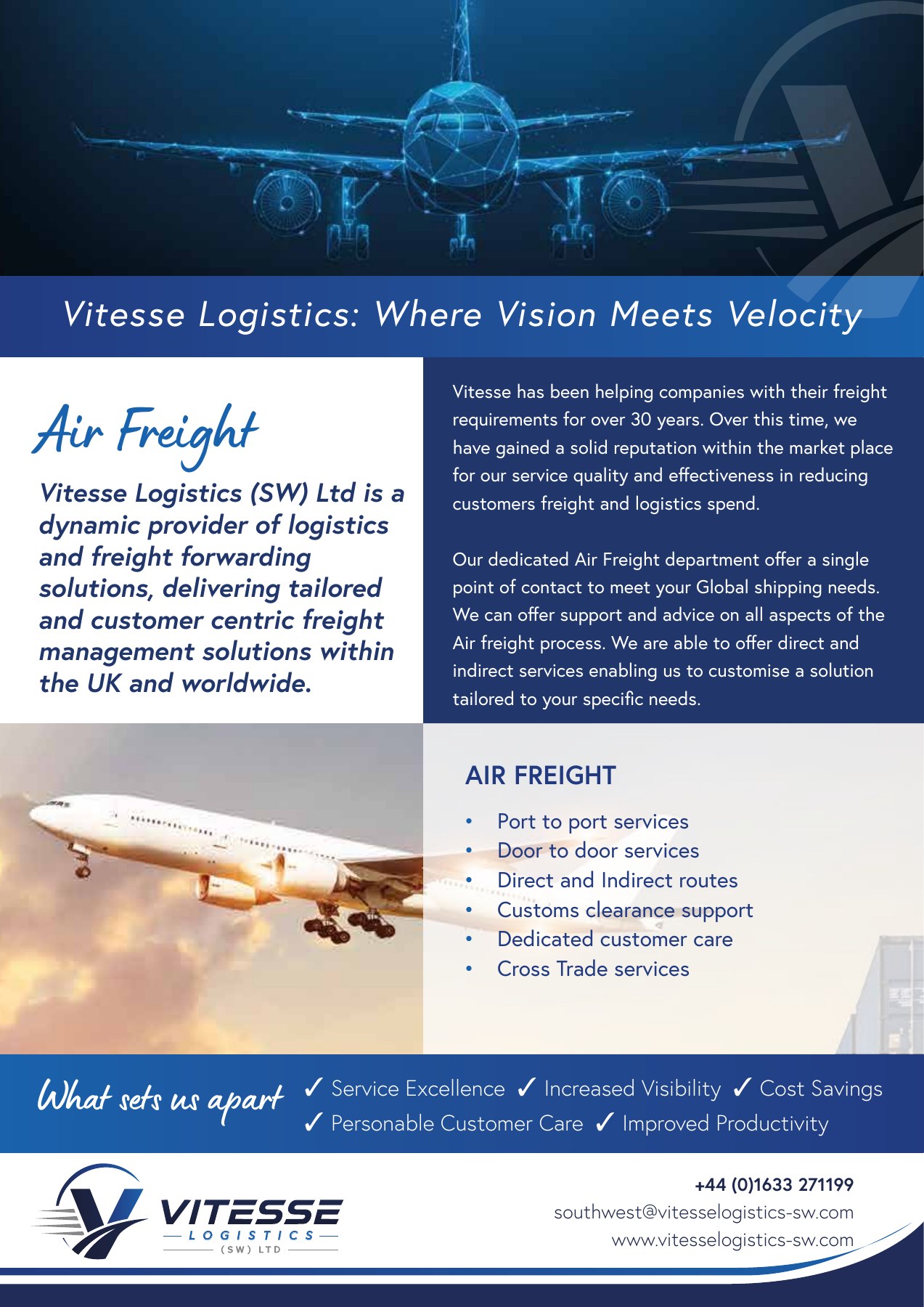 Vitesse Logistics SW Air Freight service flyer