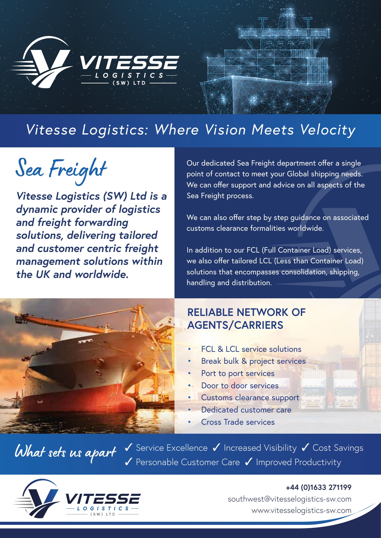 Vitesse Logistics SW Sea Freight service flyer
